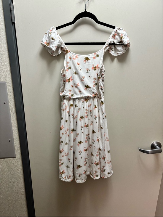 Nordstrom Dresses & Skirts - Nordstrom White Floral Puff-Sleeve Midi Dress with Pink & Green Accents size XL